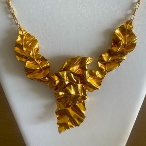 24k gold plated bronze leaf necklace.